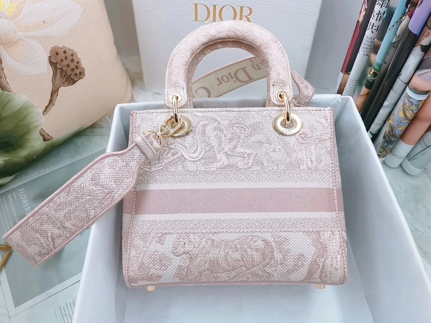 DIOR LADY D-LITE MEDIUM TOILE DE JOUY